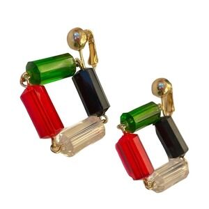 Vintage Sarah Coventry Earrings Acrylic Dangle Clip Ons